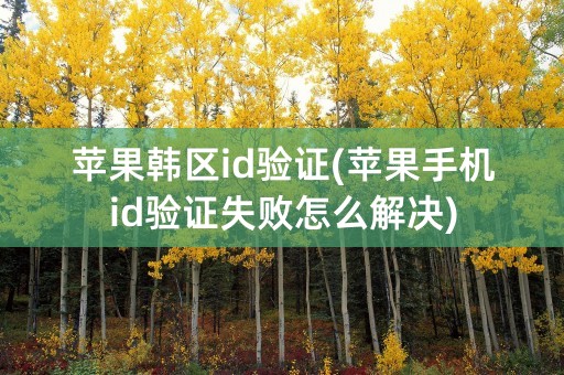 苹果韩区id验证(苹果手机id验证失败怎么解决)