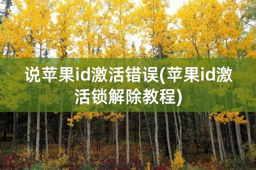 说苹果id激活错误(苹果id激活锁解除教程)