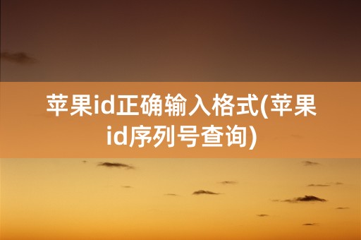 苹果id正确输入格式(苹果id序列号查询)