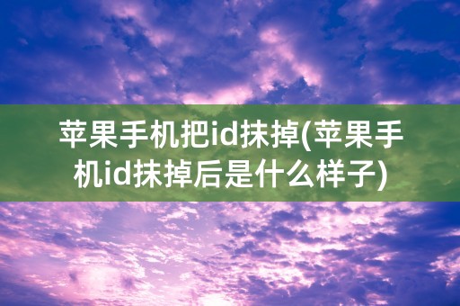 苹果手机把id抹掉(苹果手机id抹掉后是什么样子)