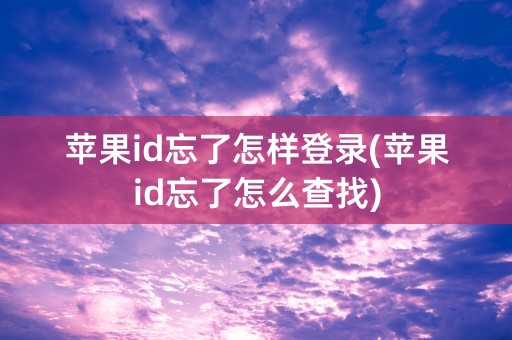 苹果id忘了怎样登录(苹果id忘了怎么查找)