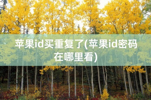 苹果id买重复了(苹果id密码在哪里看)