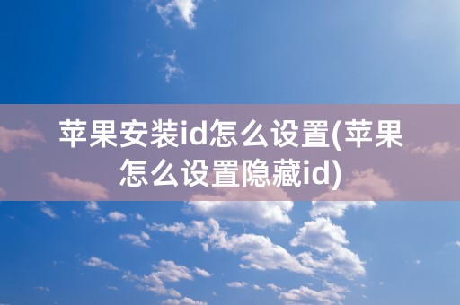 苹果安装id怎么设置(苹果怎么设置隐藏id)