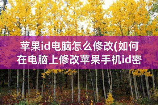 苹果id电脑怎么修改(如何在电脑上修改苹果手机id密码)