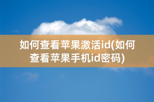 如何查看苹果激活id(如何查看苹果手机id密码)