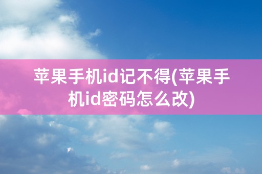 苹果手机id记不得(苹果手机id密码怎么改)