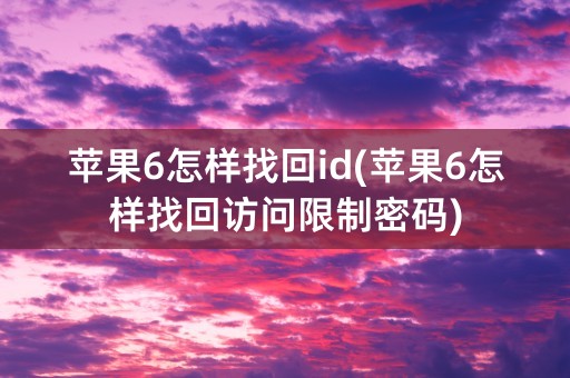 苹果6怎样找回id(苹果6怎样找回访问限制密码)