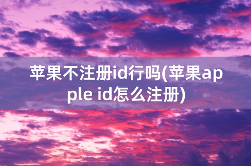 苹果不注册id行吗(苹果apple id怎么注册)