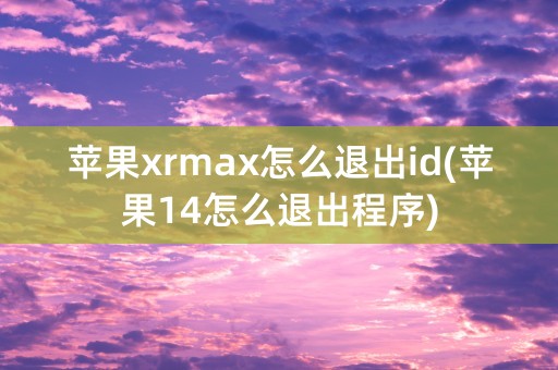 苹果xrmax怎么退出id(苹果14怎么退出程序)