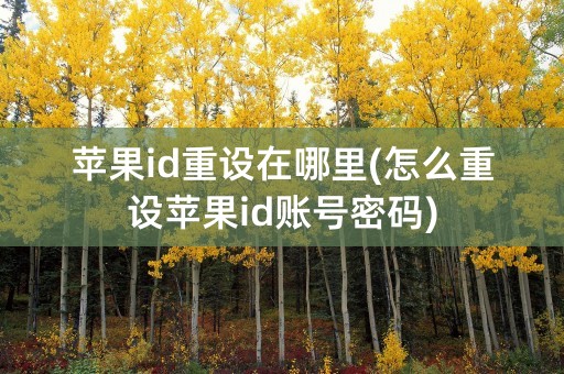 苹果id重设在哪里(怎么重设苹果id账号密码)