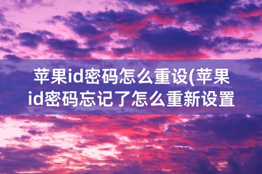 苹果id密码怎么重设(苹果id密码忘记了怎么重新设置)