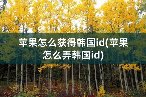 苹果怎么获得韩国id(苹果怎么弄韩国id)