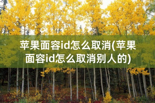 苹果面容id怎么取消(苹果面容id怎么取消别人的)