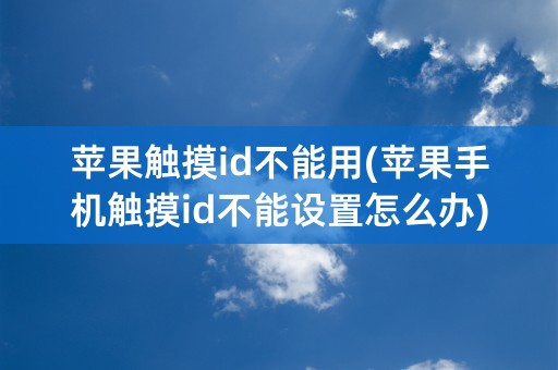 苹果触摸id不能用(苹果手机触摸id不能设置怎么办)