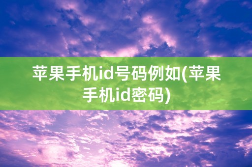 苹果手机id号码例如(苹果手机id密码)