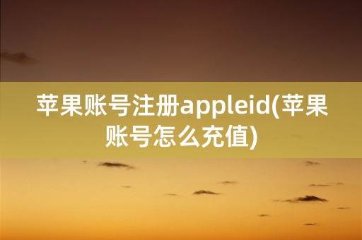 苹果账号注册appleid(苹果账号怎么充值)