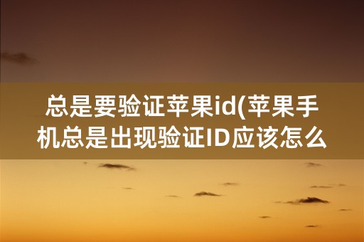 总是要验证苹果id(苹果手机总是出现验证ID应该怎么办)