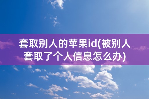 套取别人的苹果id(被别人套取了个人信息怎么办)