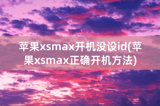 苹果xsmax开机没设id(苹果xsmax正确开机方法)