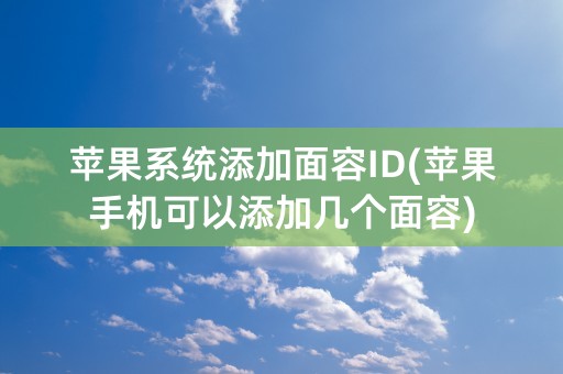 苹果系统添加面容ID(苹果手机可以添加几个面容)