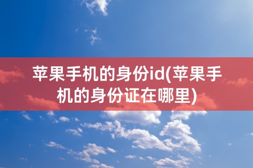 苹果手机的身份id(苹果手机的身份证在哪里)