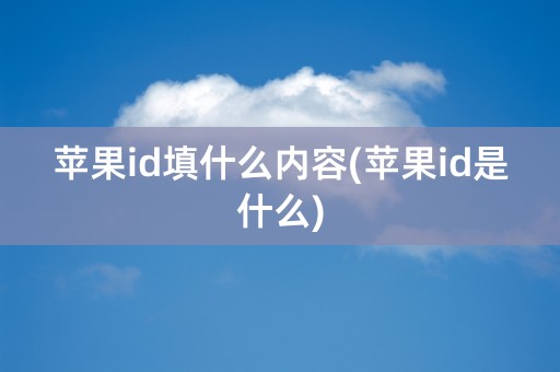 苹果id填什么内容(苹果id是什么)