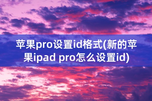 苹果pro设置id格式(新的苹果ipad pro怎么设置id)