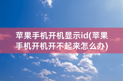 苹果手机开机显示id(苹果手机开机开不起来怎么办)