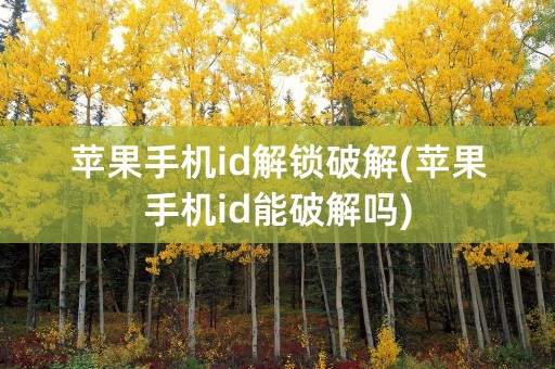 苹果手机id解锁破解(苹果手机id能破解吗)