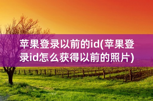 苹果登录以前的id(苹果登录id怎么获得以前的照片)