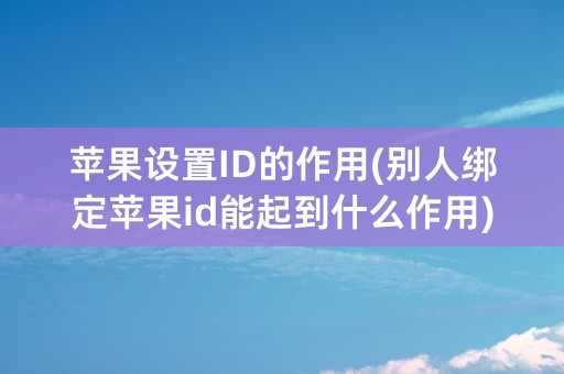 苹果设置ID的作用(别人绑定苹果id能起到什么作用)