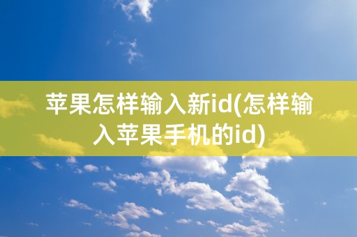 苹果怎样输入新id(怎样输入苹果手机的id)