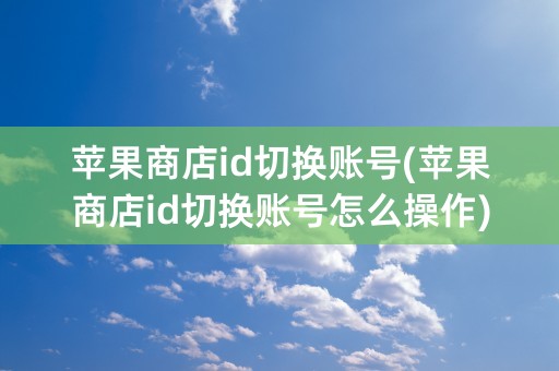 苹果商店id切换账号(苹果商店id切换账号怎么操作)