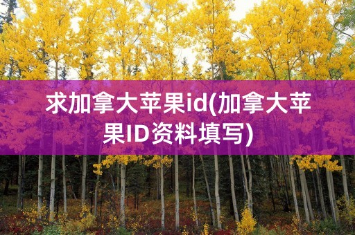 求加拿大苹果id(加拿大苹果ID资料填写)