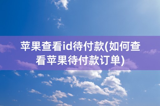 苹果查看id待付款(如何查看苹果待付款订单)