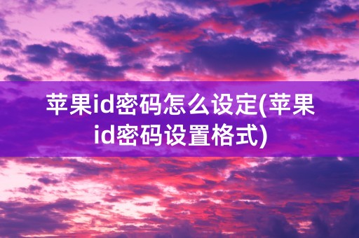 苹果id密码怎么设定(苹果id密码设置格式)