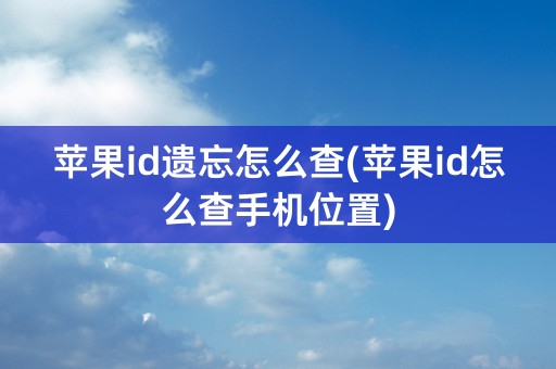 苹果id遗忘怎么查(苹果id怎么查手机位置)