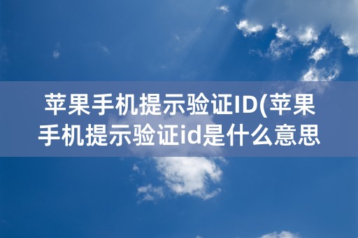 苹果手机提示验证ID(苹果手机提示验证id是什么意思)