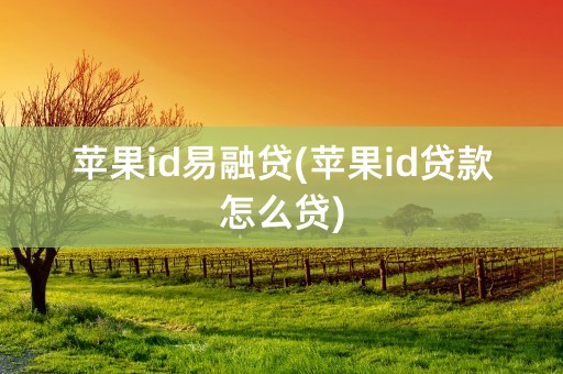 苹果id易融贷(苹果id贷款怎么贷)