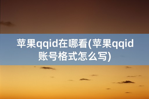 苹果qqid在哪看(苹果qqid账号格式怎么写)