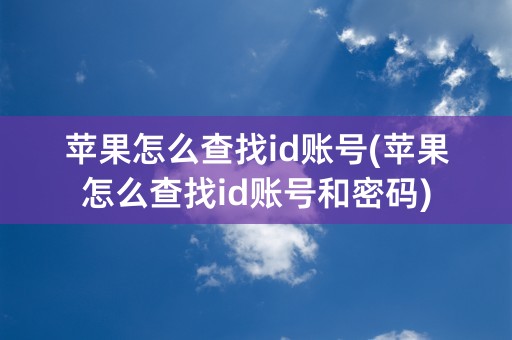 苹果怎么查找id账号(苹果怎么查找id账号和密码)