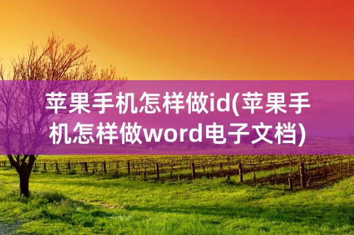 苹果手机怎样做id(苹果手机怎样做word电子文档)