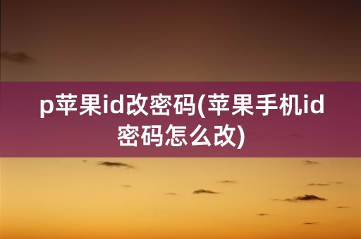 p苹果id改密码(苹果手机id密码怎么改)