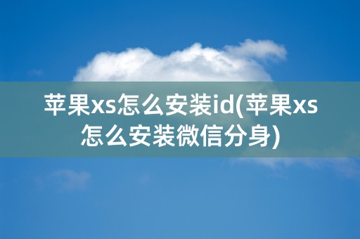 苹果xs怎么安装id(苹果xs怎么安装微信分身)