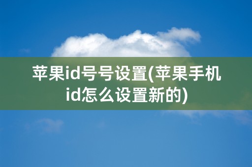 苹果id号号设置(苹果手机id怎么设置新的)