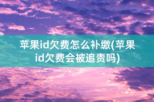 苹果id欠费怎么补缴(苹果id欠费会被追责吗)