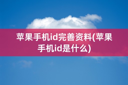 苹果手机id完善资料(苹果手机id是什么)