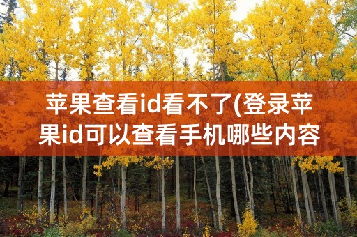 苹果查看id看不了(登录苹果id可以查看手机哪些内容)