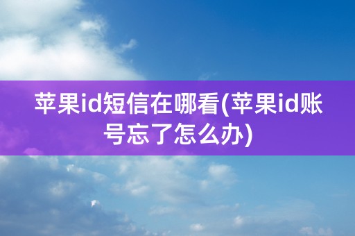 苹果id短信在哪看(苹果id账号忘了怎么办)