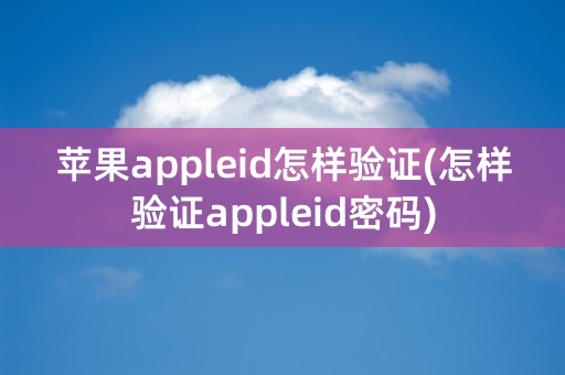 苹果appleid怎样验证(怎样验证appleid密码)